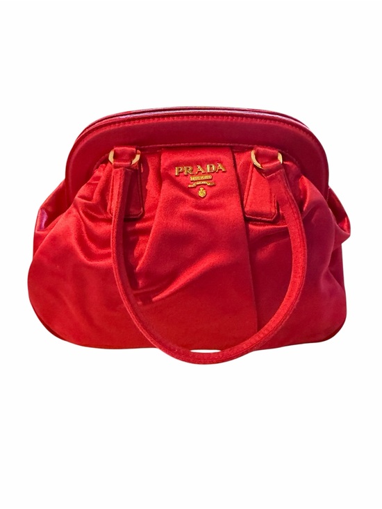 Prada Handbags - Authentic Prada Pink Satin Mini Bag with Gold Logo & magnetic snap closure